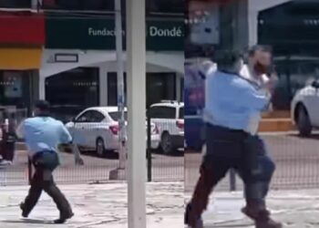 Presunto guardia de seguridad del IMSS de la Cobá de Cancún golpea al esposo de una paciente