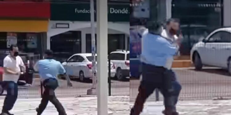 Presunto guardia de seguridad del IMSS de la Cobá de Cancún golpea al esposo de una paciente